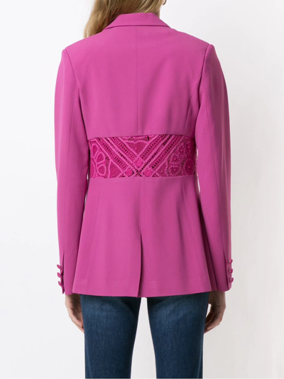 Shop Martha Medeiros Lina Lace-panelled Blazer In Purple