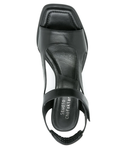 Shop Studio Chofakian Leather Studio 98 Sandals In Black