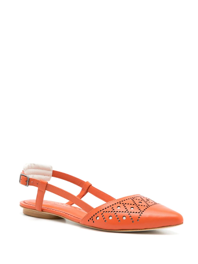 Sarah Chofakian Leather Velasco Shoes In Orange