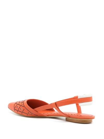 Sarah Chofakian Leather Velasco Shoes In Orange