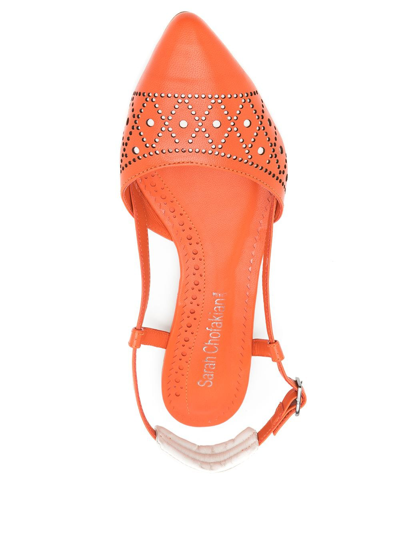 Sarah Chofakian Leather Velasco Shoes In Orange