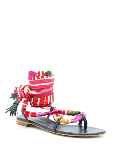 Sarah Chofakian Ocean Flat Sandals In Blue