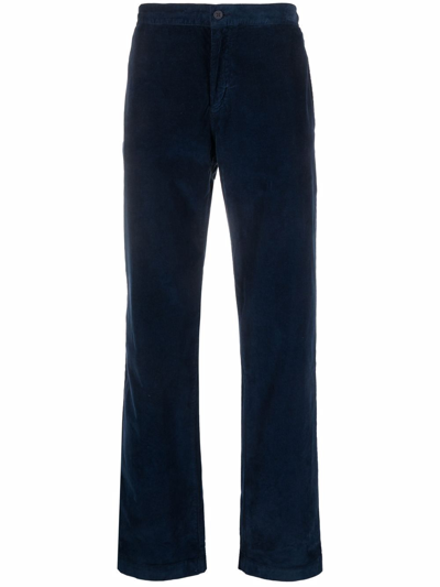 Shop Orlebar Brown Corduroy Straight-leg Trousers In Blue