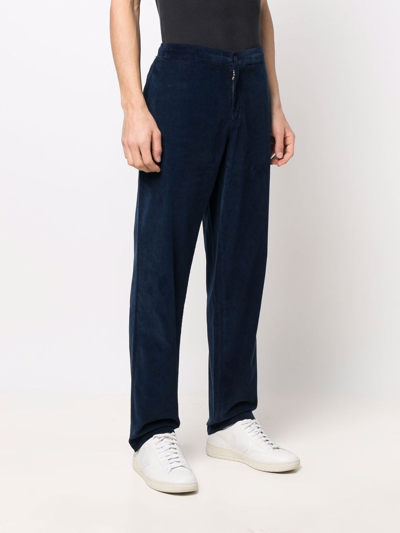 Shop Orlebar Brown Corduroy Straight-leg Trousers In Blue