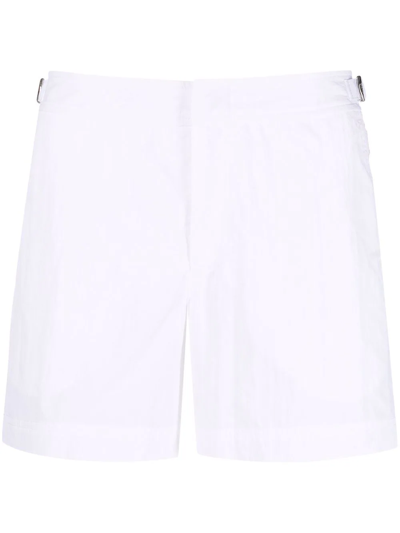 Shop Orlebar Brown Side-stripe Concealed Swim Shorts In White