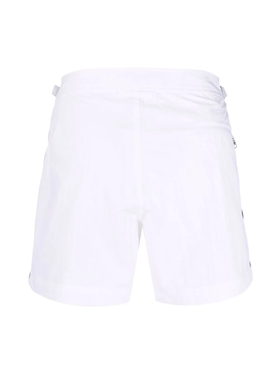 Shop Orlebar Brown Side-stripe Concealed Swim Shorts In White