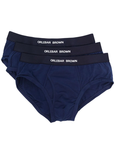 Shop Orlebar Brown Logo-waistband Brief Set In Blue