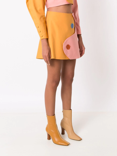 Shop Framed Yin Yang Cotton Miniskirt In Orange