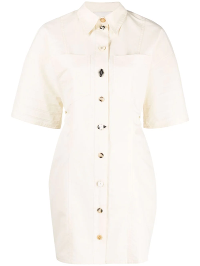 Nanushka Short-sleeve Shirt Dress In Neutrals