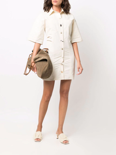 Nanushka Short-sleeve Shirt Dress In Neutrals