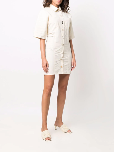 Nanushka Short-sleeve Shirt Dress In Neutrals