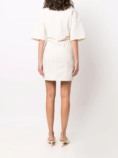 Nanushka Short-sleeve Shirt Dress In Neutrals