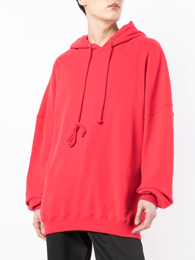 We11 Done Rear-logo Oversized Hoodie In Red