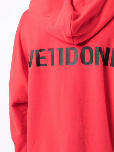 Shop We11 Done Rear-logo Oversized Hoodie In Red