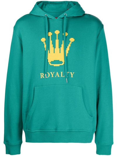 Shop Mostly Heard Rarely Seen 8-bit Crown Graphic-print Pullover Hoodie In Green