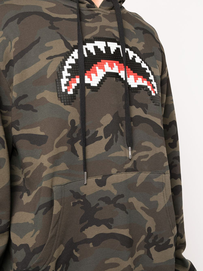 Mostly Heard Rarely Seen 8-bit Shark Mouth Camouflage Hoodie In Green