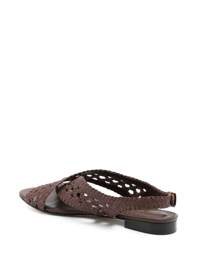Sarah Chofakian Woven Sling-back Sandals In Brown