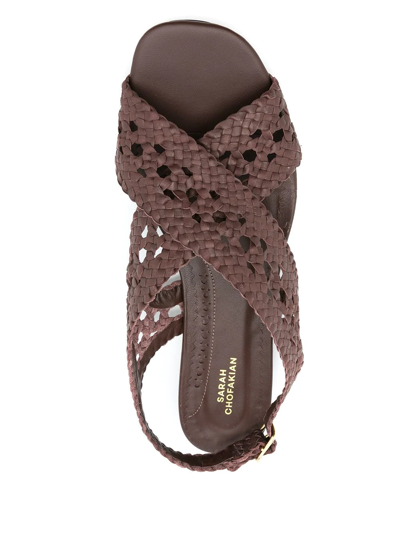 Shop Sarah Chofakian Woven Sling-back Sandals In Brown