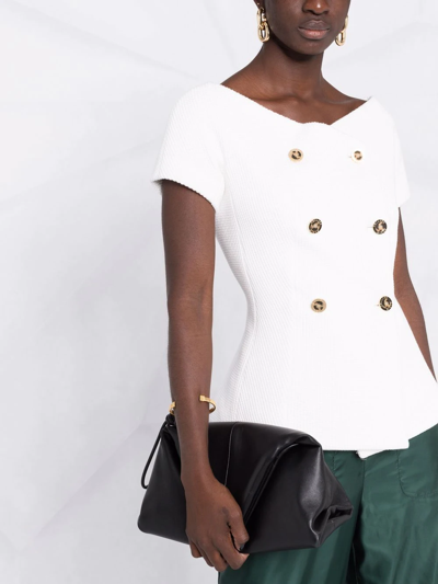 Philipp Plein Double-breasted Short-sleeve Blazer In White