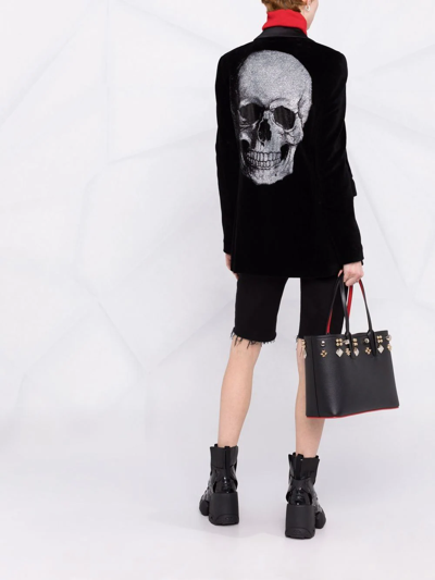 Shop Philipp Plein Crystal-embellished Velvet Blazer In Black
