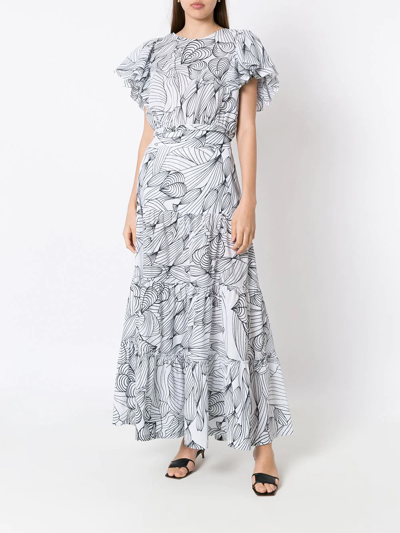 Isolda Sabiá Heart Print Cropped Blouse In White