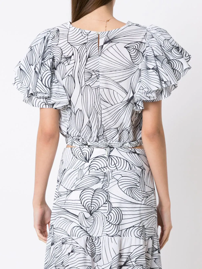 Isolda Sabiá Heart Print Cropped Blouse In White