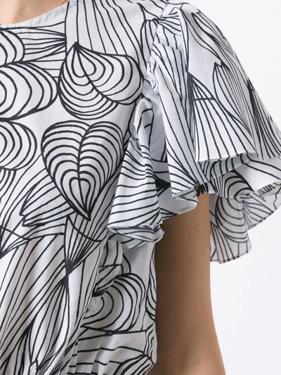 Isolda Sabiá Heart Print Cropped Blouse In White