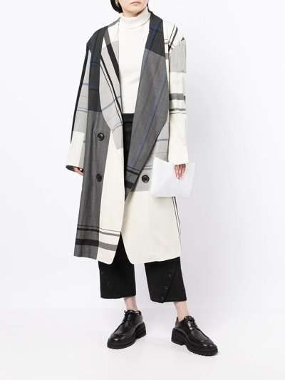 Y's Check Single-breasted Coat In Multicolour