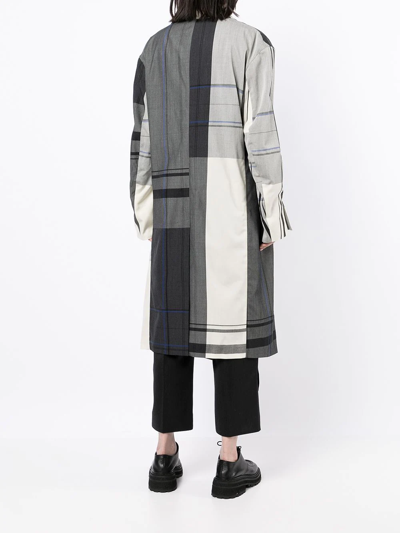 Y's Check Single-breasted Coat In Multicolour