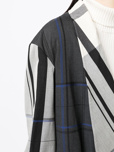 Y's Check Single-breasted Coat In Multicolour