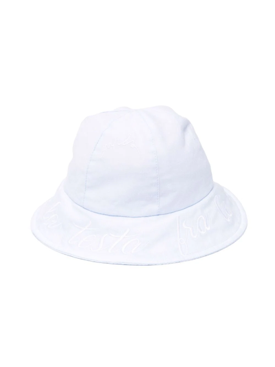 Shop Monnalisa Logo Embroidered Bucket Hat In Blue