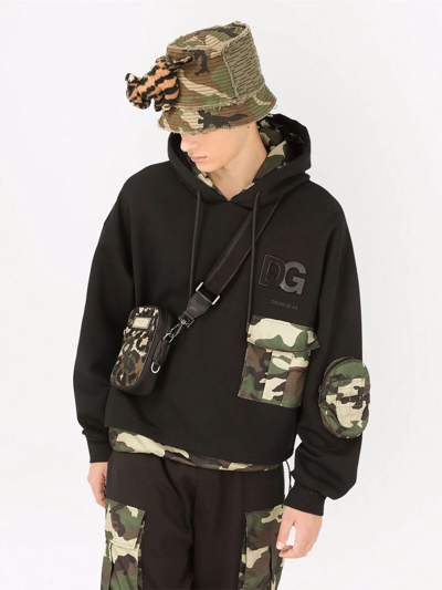 Dolce & Gabbana Camouflage Shoulder Bag In Black