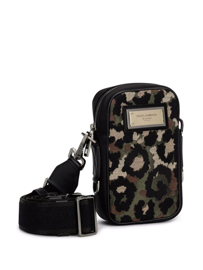 Shop Dolce & Gabbana Camouflage Jacquard Crossbody Bag In Black