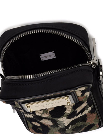 Shop Dolce & Gabbana Camouflage Jacquard Crossbody Bag In Black