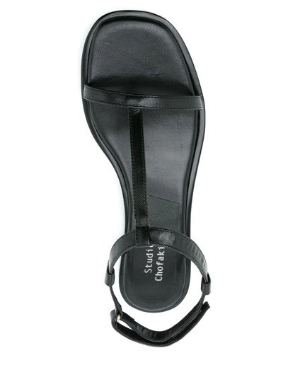Shop Studio Chofakian Touch-strap Leather Sandals In Black