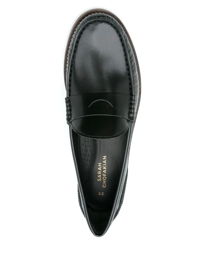 Shop Sarah Chofakian Brighton Leather Loafers In Black