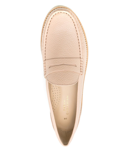 Shop Sarah Chofakian Verona Leather Loafers In Neutrals