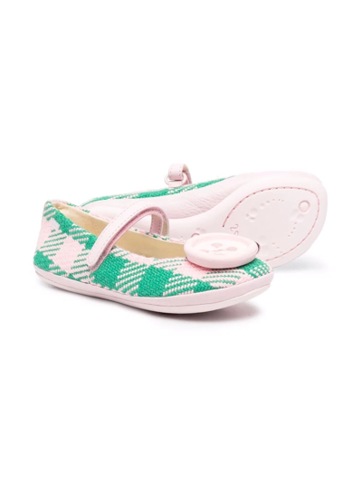 Camper Twins Checked Ballerina Shoes In Pink