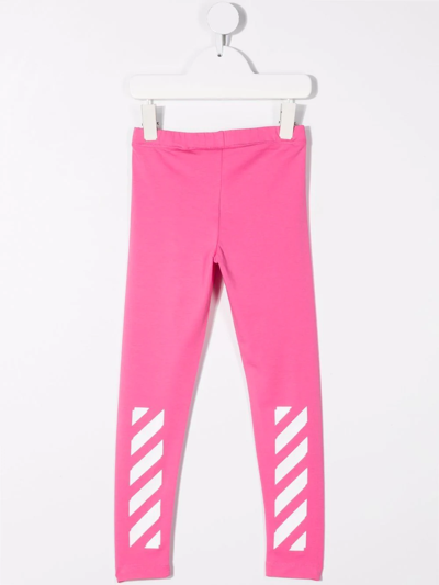Shop Off-white Logo-print Leggings In Pink