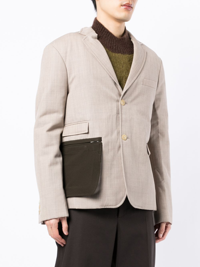 Shop Jacquemus Pouch-pocket Single-breasted Blazer In Brown