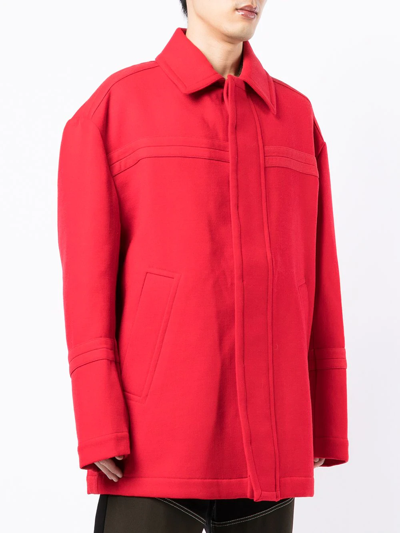 Shop Jacquemus Oversized Straight-fit Jacket In Red