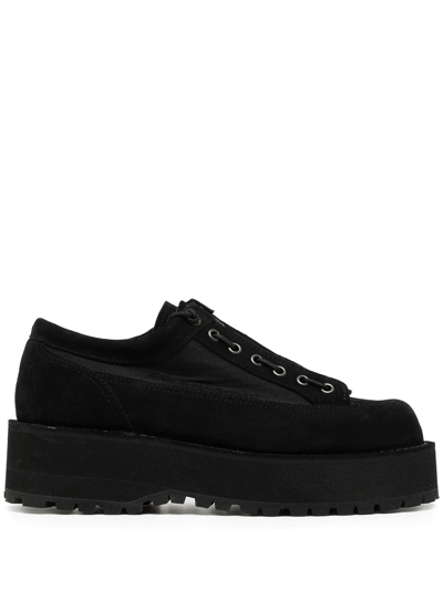 Shop White Mountaineering Zip-front Low-top Sneakers In Black