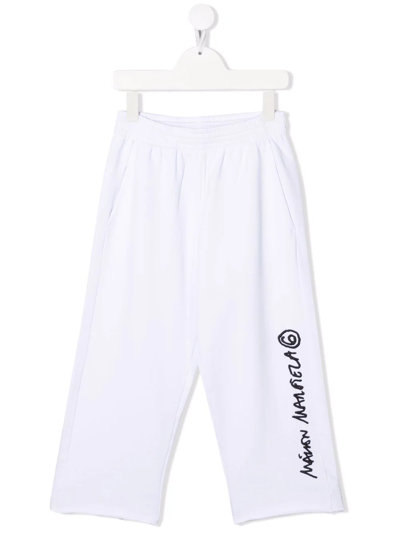 Shop Mm6 Maison Margiela Cotton Logo-print Track Pants In White
