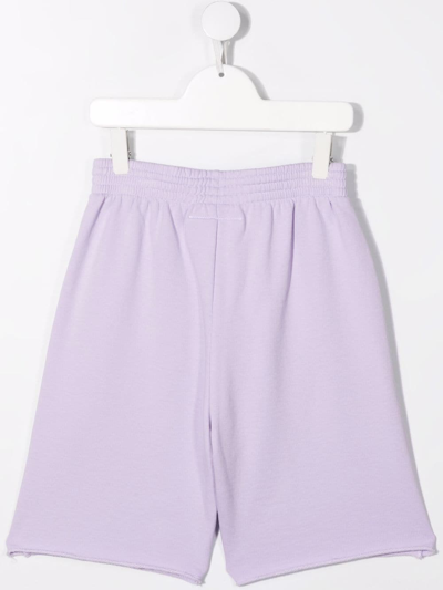 Shop Mm6 Maison Margiela Logo-print Track Shorts In Purple