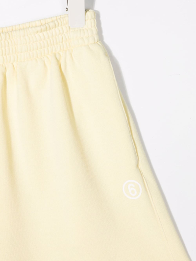 Shop Mm6 Maison Margiela Wide Leg Track Shorts In Yellow