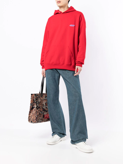 Shop Seven By Seven Chest-logo Relaxed Hoodie In Red