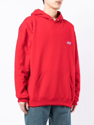 Shop Seven By Seven Chest-logo Relaxed Hoodie In Red