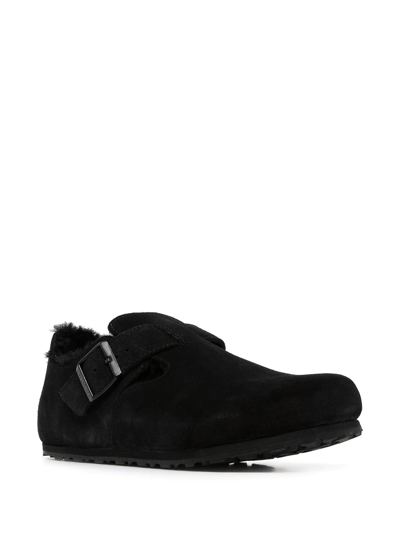 Birkenstock London Shearling-trimmed Slippers In Black