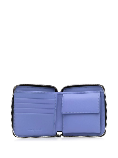 Shop Maison Kitsuné All-right Fox-print All-around Wallet In Blue