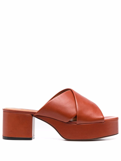 Shop Marni 65mm Crossover-strap Sandals In Brown